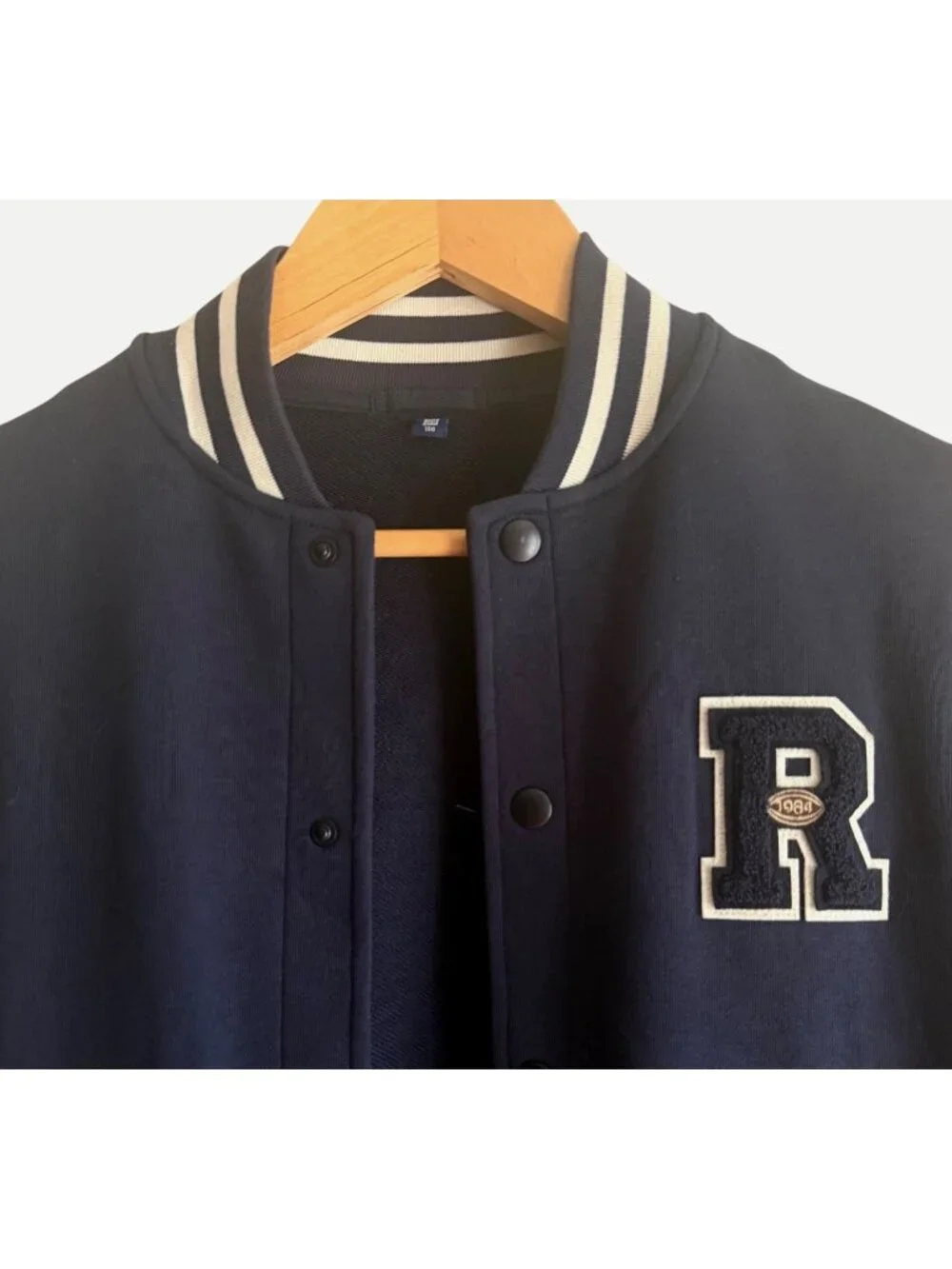 Uniqlo R varsity acadamia letterman jacket navy blue size 150